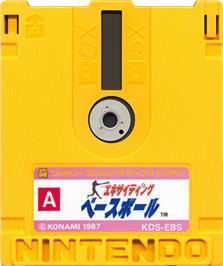 Cartridge artwork for Exciting Baseball on the Nintendo Famicom Disk System.