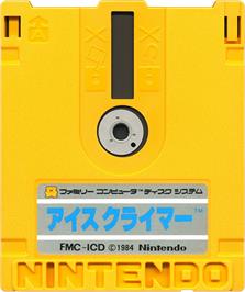 Cartridge artwork for Ice Climber on the Nintendo Famicom Disk System.