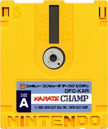 Cartridge artwork for Karate Champ on the Nintendo Famicom Disk System.