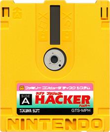 Cartridge artwork for Magma Project - Hacker on the Nintendo Famicom Disk System.