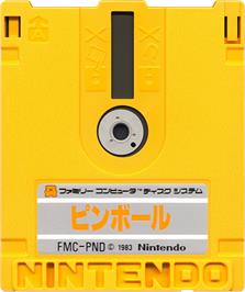 Cartridge artwork for Pinball on the Nintendo Famicom Disk System.