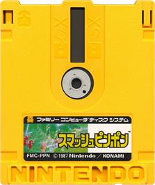 Cartridge artwork for Smash Ping Pong on the Nintendo Famicom Disk System.