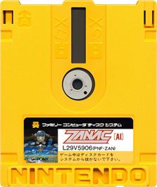 Cartridge artwork for Zanac on the Nintendo Famicom Disk System.
