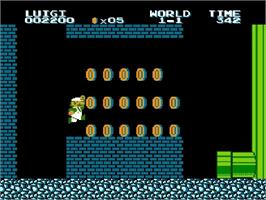 In game image of All Night Nippon Super Mario Bros. on the Nintendo Famicom Disk System.