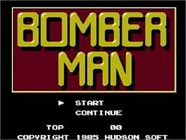 Title screen of Bomber Man on the Nintendo Famicom Disk System.