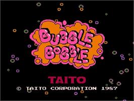 Title screen of Bubble Bobble on the Nintendo Famicom Disk System.