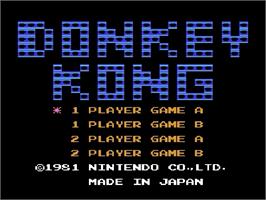 Title screen of Donkey Kong on the Nintendo Famicom Disk System.