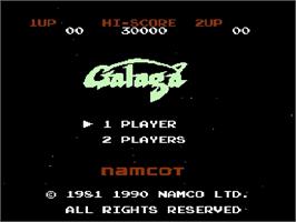 Title screen of Galaga on the Nintendo Famicom Disk System.