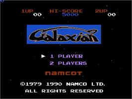 Title screen of Galaxian on the Nintendo Famicom Disk System.