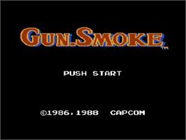 Title screen of Gun.smoke on the Nintendo Famicom Disk System.