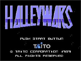 Title screen of Halley Wars on the Nintendo Famicom Disk System.