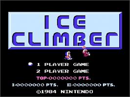 Title screen of Ice Climber on the Nintendo Famicom Disk System.