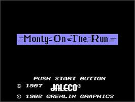 Title screen of Monty on the Run - Monty no Doki Doki Dai Dassou on the Nintendo Famicom Disk System.