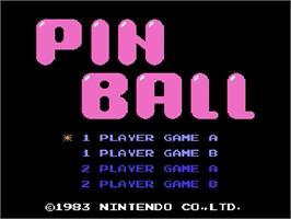 Title screen of Pinball on the Nintendo Famicom Disk System.