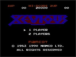 Title screen of Xevious on the Nintendo Famicom Disk System.