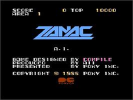 Title screen of Zanac on the Nintendo Famicom Disk System.