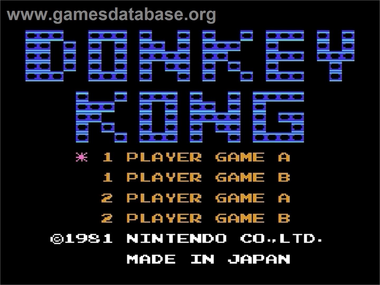 Donkey Kong - Nintendo Famicom Disk System - Artwork - Title Screen