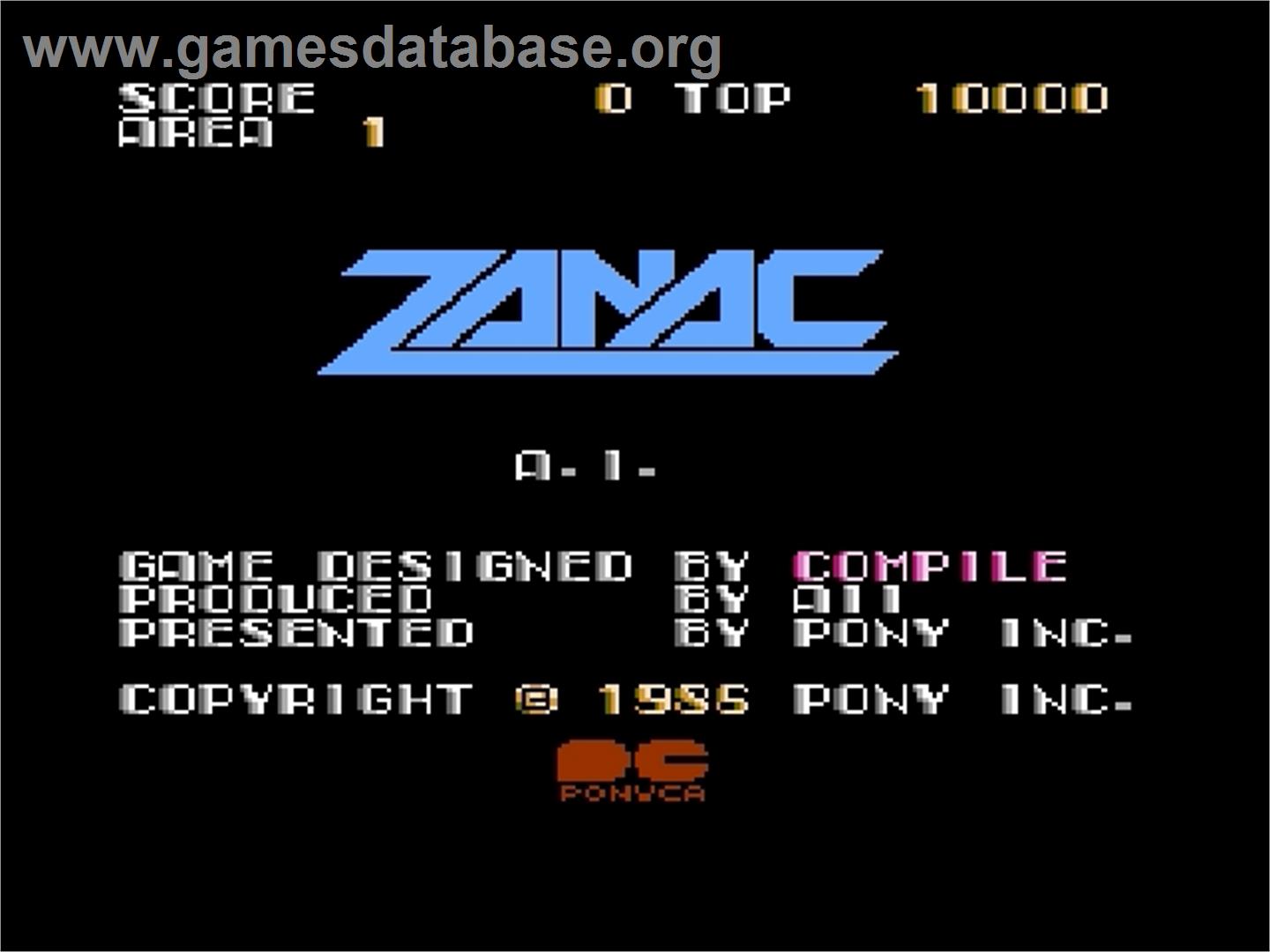 Zanac - Nintendo Famicom Disk System - Artwork - Title Screen