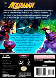 Box back cover for Aquaman: Battle for Atlantis on the Nintendo GameCube.