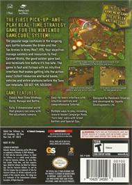 Box back cover for Army Men - RTS on the Nintendo GameCube.