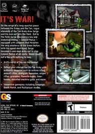 Box back cover for Army Men - Sarge's War on the Nintendo GameCube.