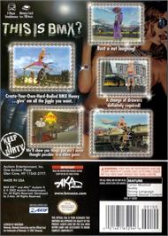 Box back cover for BMX XXX on the Nintendo GameCube.