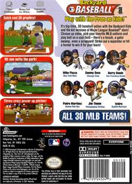 Box back cover for Backyard Baseball on the Nintendo GameCube.