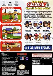 Box back cover for Backyard Baseball on the Nintendo GameCube.