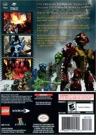 Box back cover for Bionicle Heroes on the Nintendo GameCube.