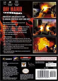 Box back cover for Die Hard: Vendetta on the Nintendo GameCube.