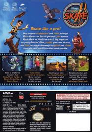 Box back cover for Disney's Extreme Skate Adventure on the Nintendo GameCube.