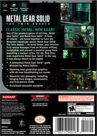 Box back cover for Metal Gear Solid: The Twin Snakes on the Nintendo GameCube.