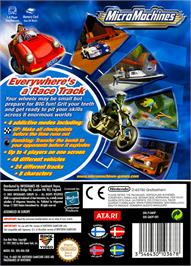 Box back cover for Micro Machines on the Nintendo GameCube.