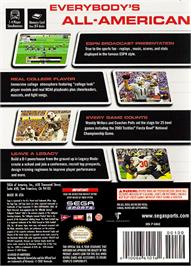 Box back cover for NCAA College Football 2K3 on the Nintendo GameCube.
