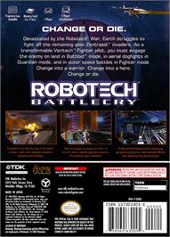 Box back cover for Robotech: Battlecry on the Nintendo GameCube.