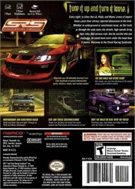 Box back cover for SRS: Street Racing Syndicate on the Nintendo GameCube.