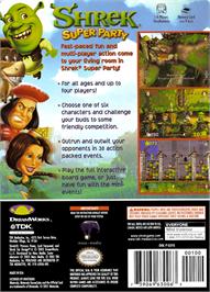 Box back cover for Shrek Super Party on the Nintendo GameCube.