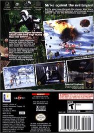Box back cover for Star Wars - Rogue Squadron 3 - Rebel Strike on the Nintendo GameCube.