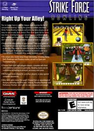 Box back cover for Strike Force Bowling on the Nintendo GameCube.