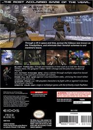 Box back cover for TimeSplitters 2 on the Nintendo GameCube.