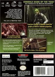 Box back cover for Tom Clancy's Splinter Cell: Pandora Tomorrow on the Nintendo GameCube.