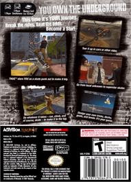 Box back cover for Tony Hawk's Underground on the Nintendo GameCube.