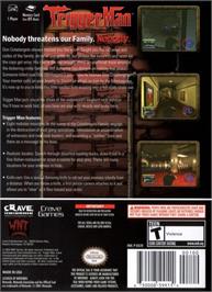 Box back cover for Trigger Man on the Nintendo GameCube.