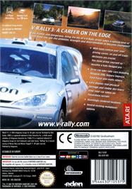 Box back cover for V-rally 3 on the Nintendo GameCube.