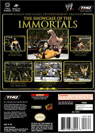 Box back cover for WWE WrestleMania X8 on the Nintendo GameCube.