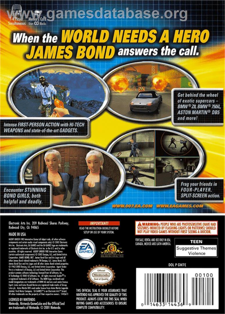 007: Agent Under Fire - Nintendo GameCube - Artwork - Box Back