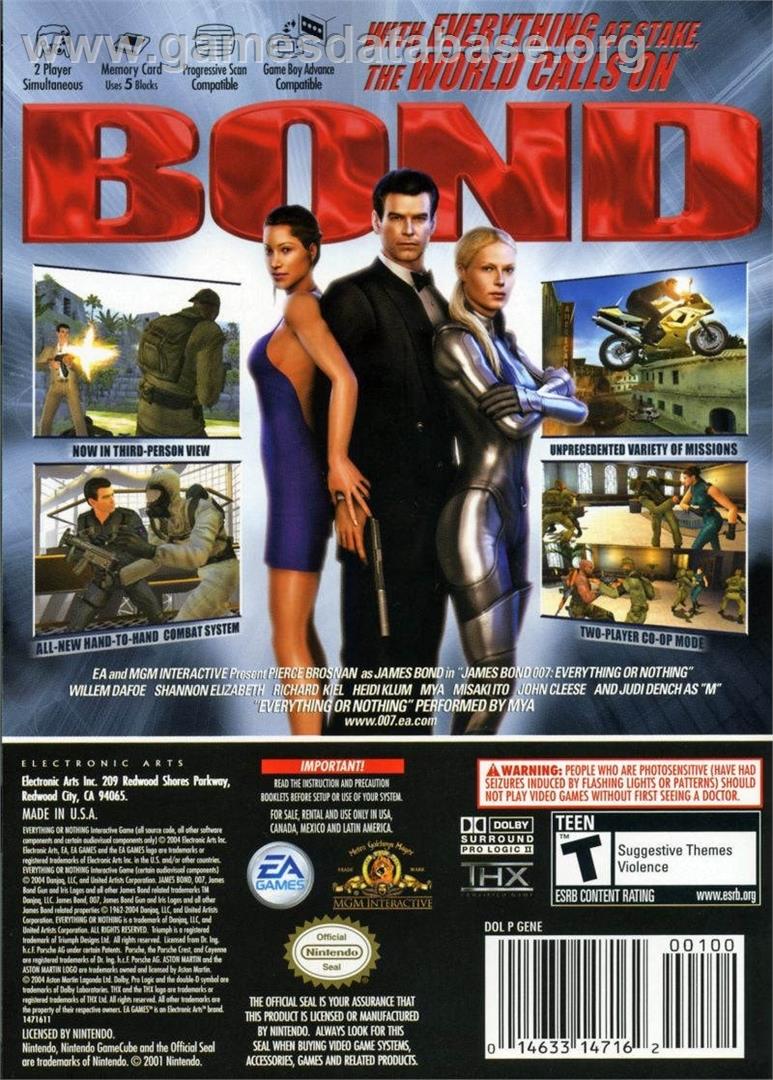 007 - Everything or Nothing - Nintendo GameCube - Artwork - Box Back