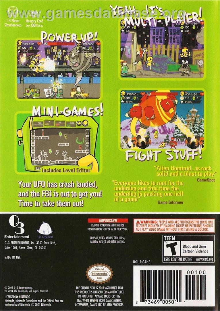 Alien Hominid - Nintendo GameCube - Artwork - Box Back