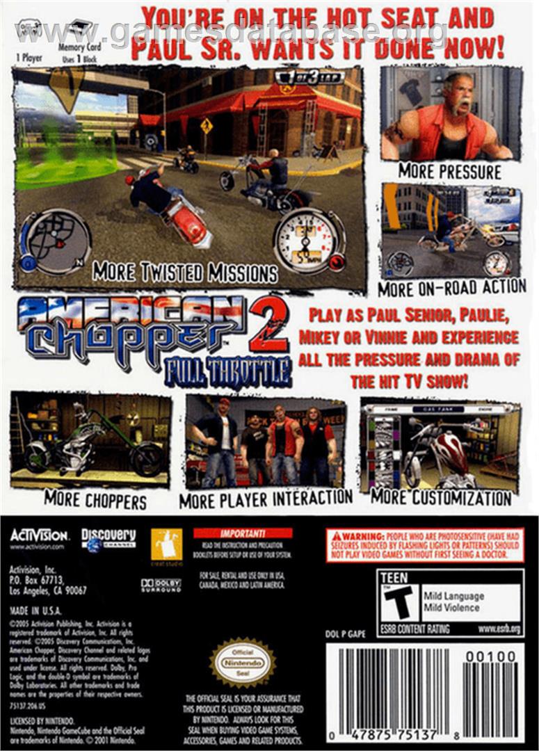 American Chopper 2: Full Throttle - Nintendo GameCube - Artwork - Box Back