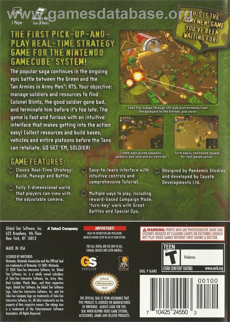 Army Men - RTS - Nintendo GameCube - Artwork - Box Back